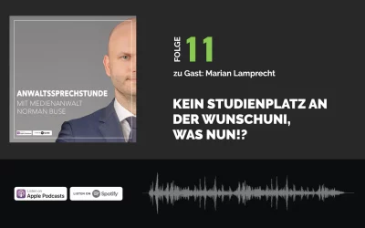 Podcast zur Studienplatzklage – Rechtsanwalt Marian Lamprecht in der Anwaltssprechstunde
